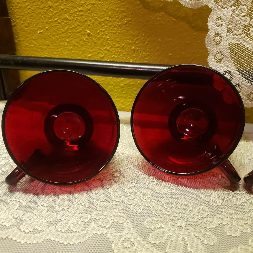 4 Vtg 1938-Royal Ruby Red Glass Tea/Punch/Snack Cups